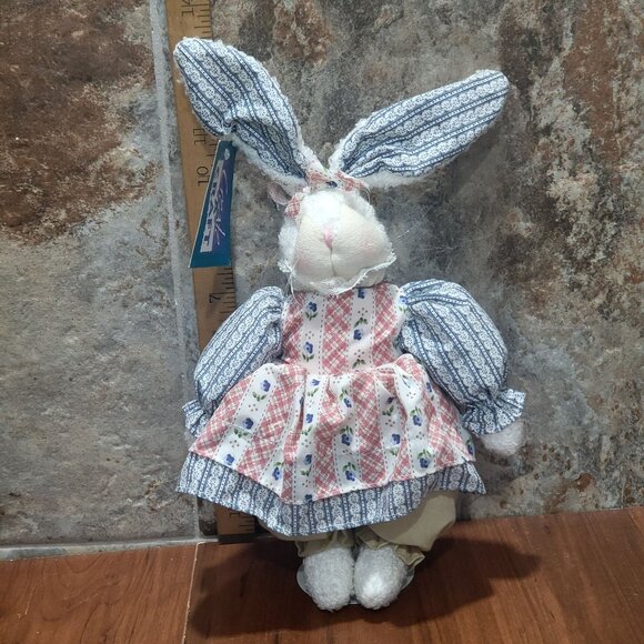 Create A Craft Stuffed Bunny Easter Rabbit Country Farm House 12" - Picture 7 of 14